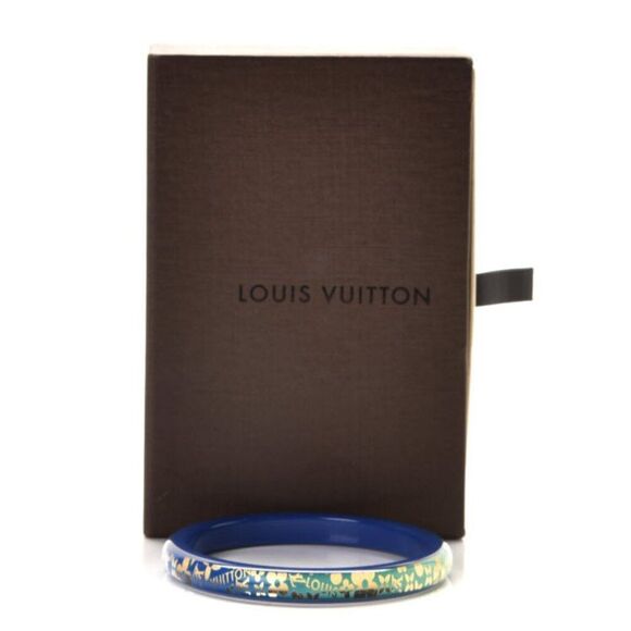 RARE Louis Vuitton Le Tropical Inclusion Bangle Blue Monogram Full Inclusion - Picture 2 of 5